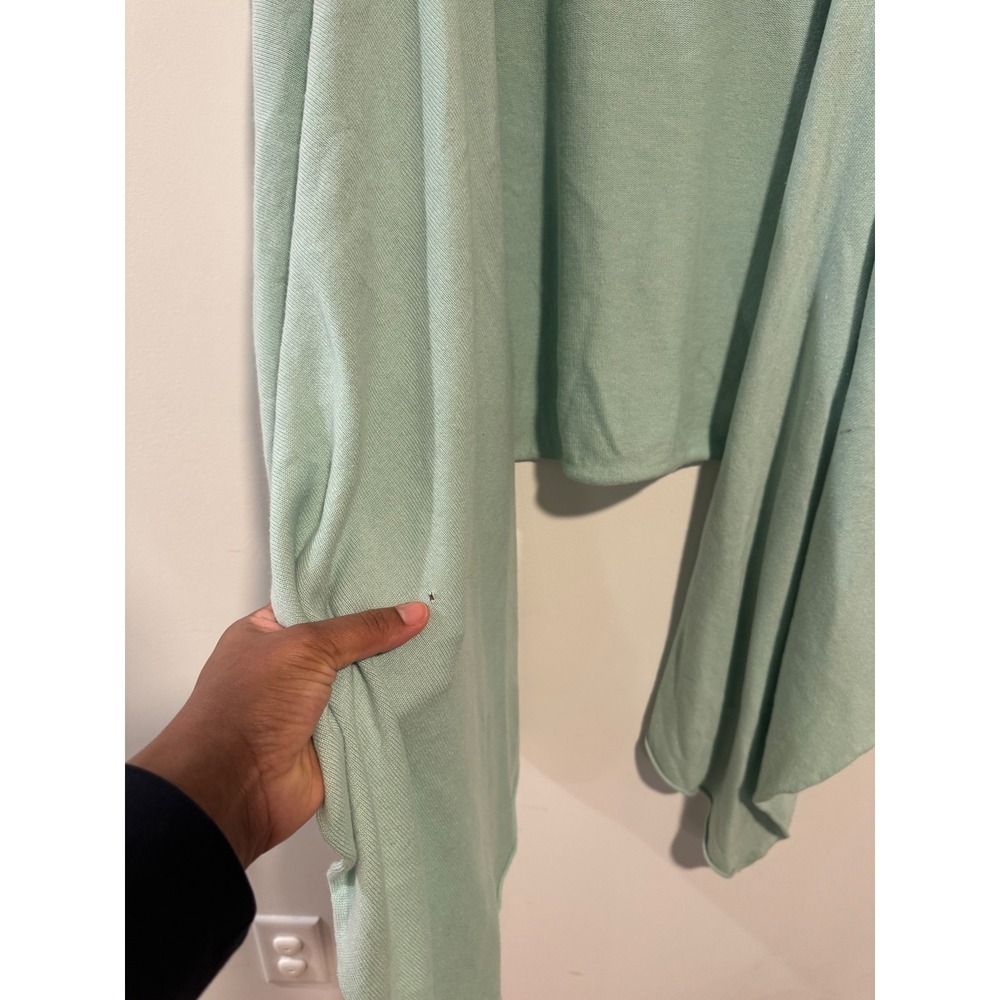 Silk Cashmere Blend Open Front Waterfall Cardigan Mint Green M/L - Picture 2 of 8